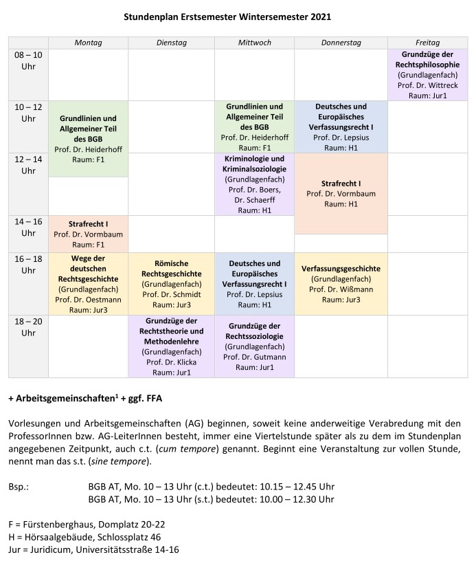 Stundenplan Uni Augsburg Jura Aktueller Stundenplan – Fachschaft Jura Münster
